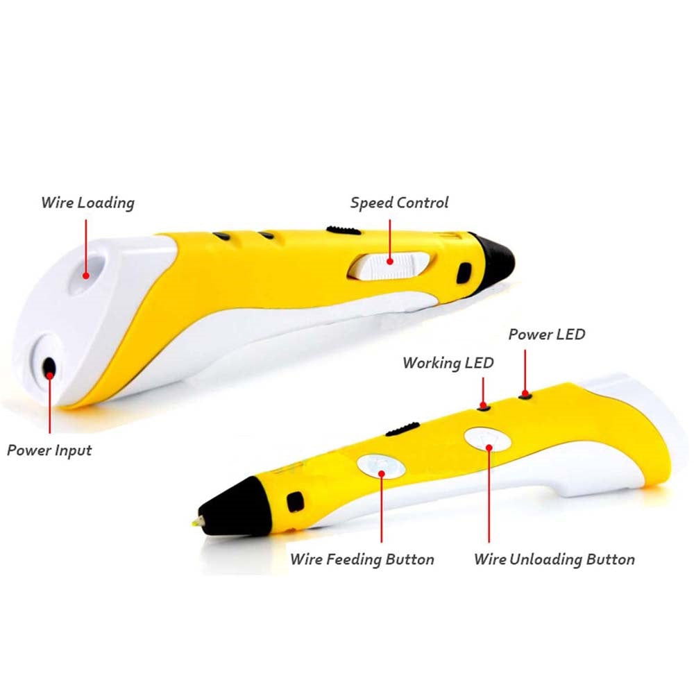 3D PRINTING DOODLER STEREOSCOPIC PEN WITH A SAFETY PEN HOLDER AND FILAMENT KIT